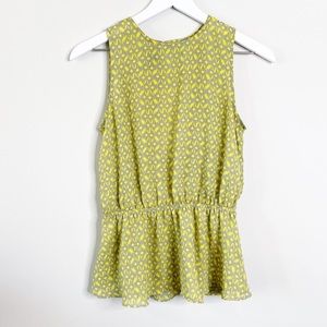 FCNY Green & Grey Sheer Chiffon Peplum Tank Top